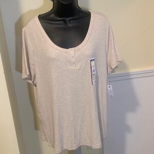 Terra & Sky Light Beige Short Sleeve Top
